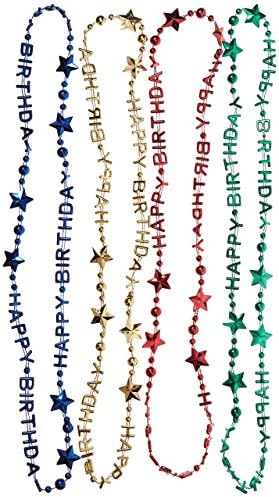 Beistle 4 komada razne boje Zabavne ogrlice za rođendane zabave, 36 , plavo/zeleno/crveno/zlato