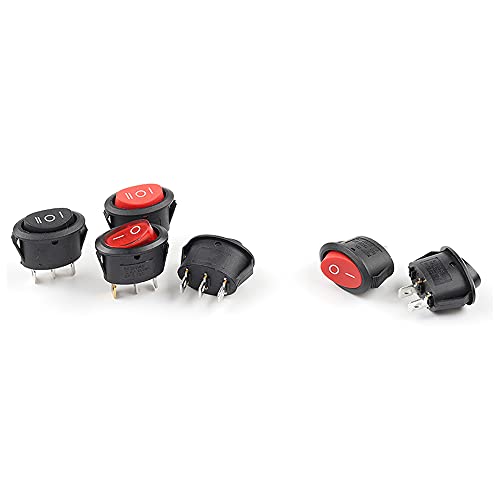 5pcs KCD1Round Small Rocker prekidač 25 × 16,5 mm Mini okruglo crno bijelo crveno crveno 2-pin 3-pin prekidač prekidača sa svjetlošću