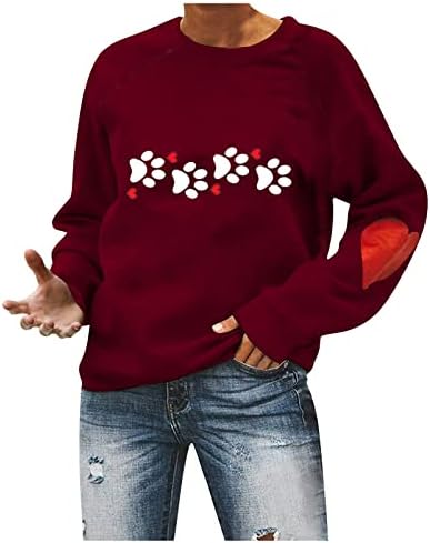 Sretne majice za Valentinovo okrugli vratni vrhovi dugice dugih rukava Love Heart Grafički pulover par košulje vrhovi