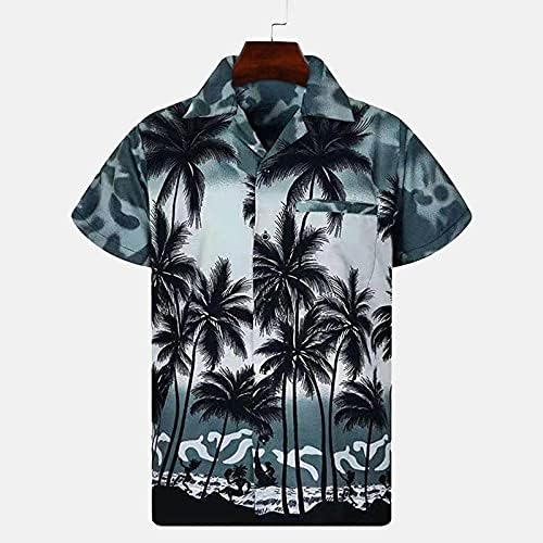 XXBR Havajske košulje za muške tropske otiske printa ljetnog gumba kratkih rukava dolje Aloha vrhovi opuštena košulja na plaži