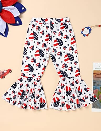 XUULY TODDLER BUBY GIRL 4. srpnja odjeća USA STAR Stripes Outfits Outfits bez rukava + Bell Bottoms hlače 2pcs setovi