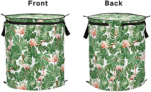 Zeleni listovi Flamingo Pop up up rublje rublje s poklopcem sklopivi košarica za skladištenje srušena torba za pranje rublja za spavaonicu