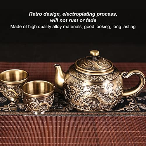 Vintage Pot za čaj za kavu, metalni turski čaj od čaja s 4 šalice za kavu zanatska ladica za čaj Poklon za vjenčani čaj Dekor