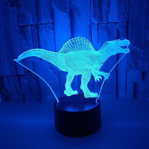 Dinosaur Model Night Light Toys 3D Optička iluzija svjetiljka s dodirom i daljinskim upravljačem i 16 boja Promjena dekora spavaće