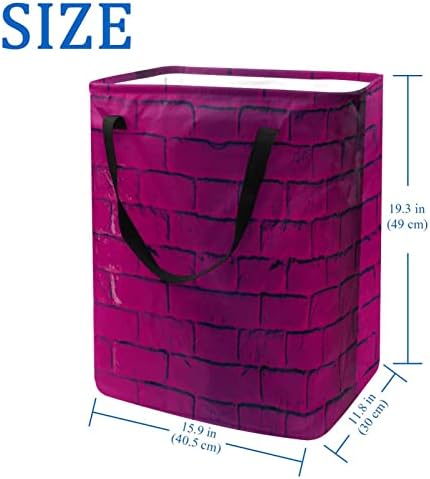 Košara za rublje s ručkom, ružičasti Grunge uzorak zida od opeke, sklopiva velika pamučna košara za odlaganje odjeće