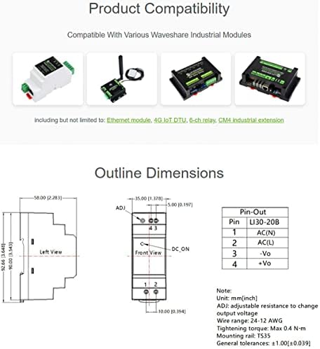 12V 2A Industrijsko opskrba električnom energijom, AC/DC pretvarač za ploču za industrijski modul Waveshare