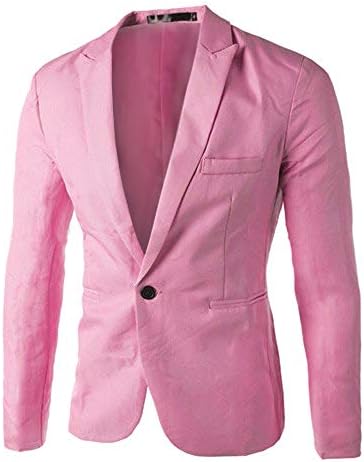 WENKOMG1 Business Blazer za muškarce Slim fit odgovara jednom gumbnom kaputu Čvrsta boja jakna s dugim rukavima Vjenčanje Vanjska odjeća