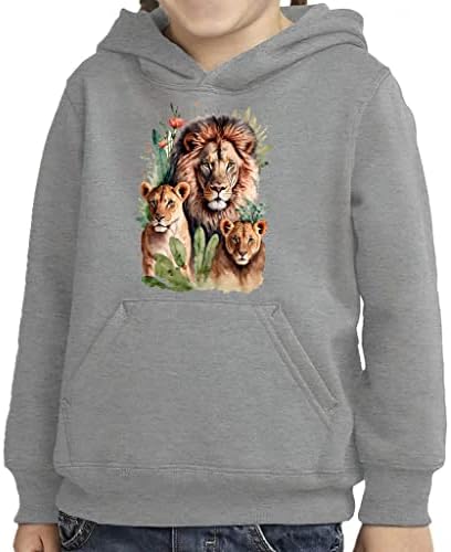 Lion obitelj malu djecu pulover hoodie - prekrasna spužva s spužvama runa - grafička kapuljača za djecu