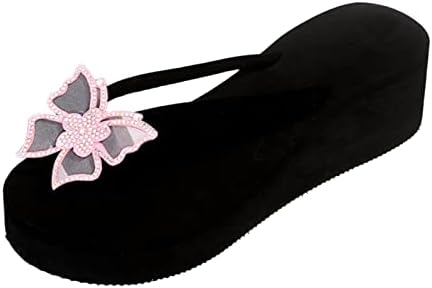 Crne iskričave sandale Ladies Fashion Summer Flip Flops casual ransinestone leptir sandale