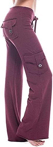 Jorasa ženske trenirke elastične hlače struka crtanje srednjeg porasta hlače gumba zvono dno personalizirano s džepom