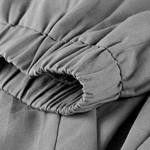 Mackneog lagane ženske tiskane posteljine Capri hlače šarene s džepovima obrezane labave fit capri hlače žene pamuk