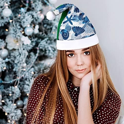 Školjke morski uzorak šljokice Božićni šešir šešir Djeda Mraza zabavan Print za muškarce žene Božićni blagdanski ukrasi za zabave
