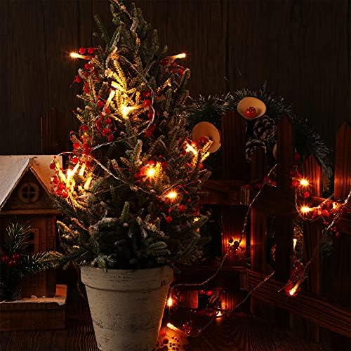 Unutarnji božićni osvijetljeni bobica ukrasi 2 komada svečana osvijetljena bobica s perlicama bobica xmas stablo Berry Garland Branch