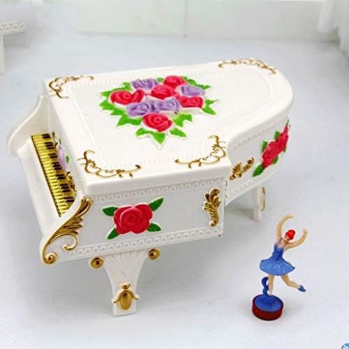 Liuzh bijela klavirska muzička kutija LED Svjetlosni glazbeni nakit rotirajuća baletna djevojka muzička kutija ruža muzički kutija