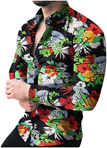 Wocachi 2022 muške košulje, ležerna gumba dugih rukava Dolje majice grafičke šarene tiskane havajske košulje ahola vrhovi