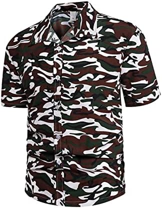 Muški havajski camo vrhovi šarene geometrije tisak kratkih rukava plaža skretanje košulje za ovratnike ljetni gumb casual majice