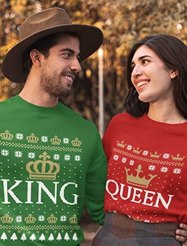 King & Queen koji odgovara njegovoj i njezinoj kruni ružni božićni parovi postavljaju duksericu