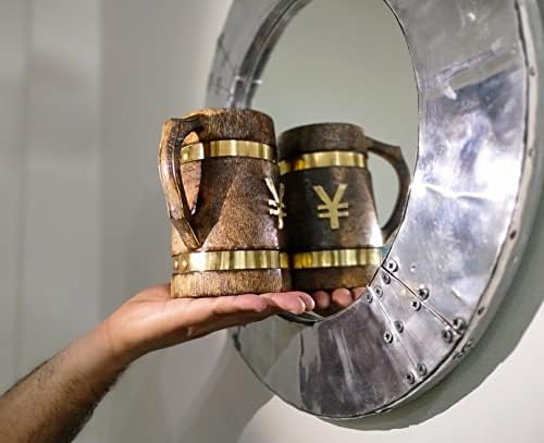 Collectiblesbuy ručno izrađena drvena pivska šalica s ručicom medevil antikvite boju logotip zlatni jen dizajn hrane sigurna pića tankarda