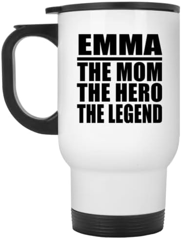 Dizajnsify Emma mama Heroj Legenda, bijela putnička šalica 14oz nehrđajući čelik, darovi za rođendansku obljetnicu božićni božićni