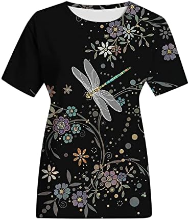 Ženski vrhovi majice s kratkim rukavima labave ležerne majice majice modna cvjetna leptira tunika Dressy casual bluza