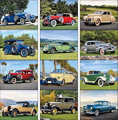Antique Autos Car 2023 Viseći zidni kalendar - 19 x 11 2023. Planer i organizator mjesečnog sastanka. Klasični automobili i elegantna