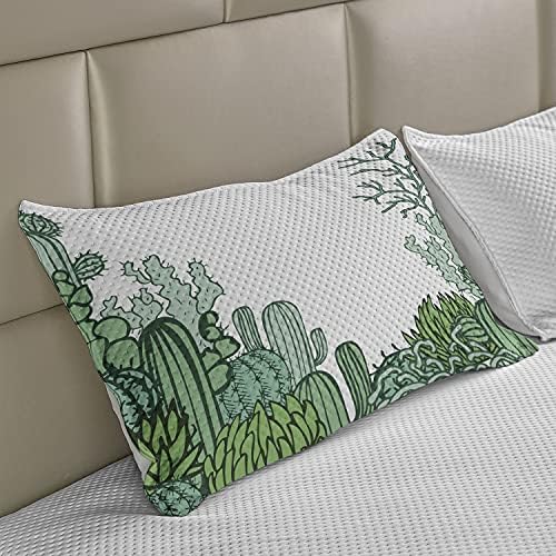 Ambsonne Cactus pleteni jastuk od prekrivača, Arizona pustinjska tematska tematska doodle cactus staghorn biljke ocotillo biljke, standardni