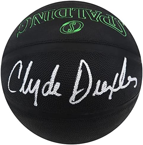 Clyde Drexler potpisao je Spalding Phantom Black NBA košarka - Autografirane košarke