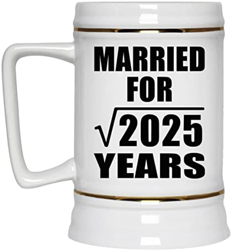 Designsify 45. obljetnica oženjen za kvadratni korijen od 2025 godina, 22oz pivo Stein Ceramic Tankard šalica s ručicom za zamrzivač,