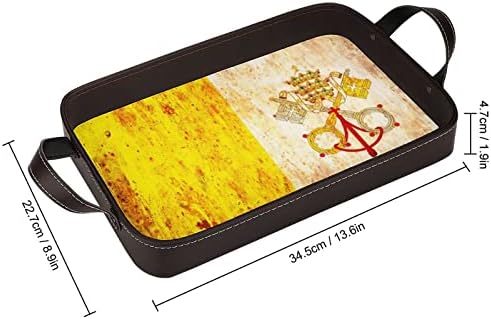 Grunge zastava Vatikanske kožne ukrasne ladice Personalizirano organizator za skladištenje ladice s ručkama za kućni hotel