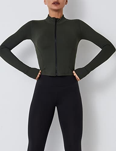 Fenclushy Women Shild Athletic Yoga Workion Track Sportska zip jakna s rupama s palcem