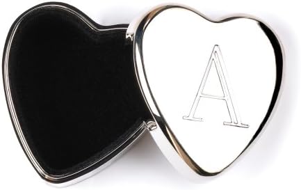 Kutija za sitnice s monogramom srca vacatobi za uspomenu u srebrnoj boji s baršunastom podstavom