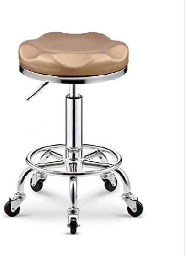 Refleksološka stolica stolica s kotačima ， Prijenosna kozmetička stolica sa žutom PU sintetičkom kožnom sjedalom ， Podesiva visina