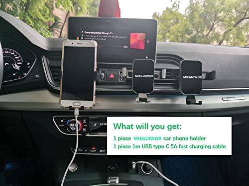 Mieguiwor Black Car Mobil držač telefona, nosač zračnog ventilacijskog telefona za držač mobitela za automobile, kompatibilan sa iPhoneom