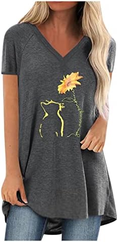 Majica bluze za ljetnu jesen za žensku odjeću kratki rukav v vrat pamuk grafički salon majica hv hv hv