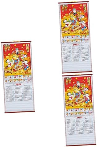 OpeRaTacx 3PCS 2024 Imitacija Rattan kalendar za pomicanje fini papir kalendar