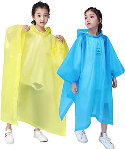 Makonus Rain Ponchos za djecu, [2 Pack] Eva za višekratnu upotrebu kiše za dječake i djevojčice