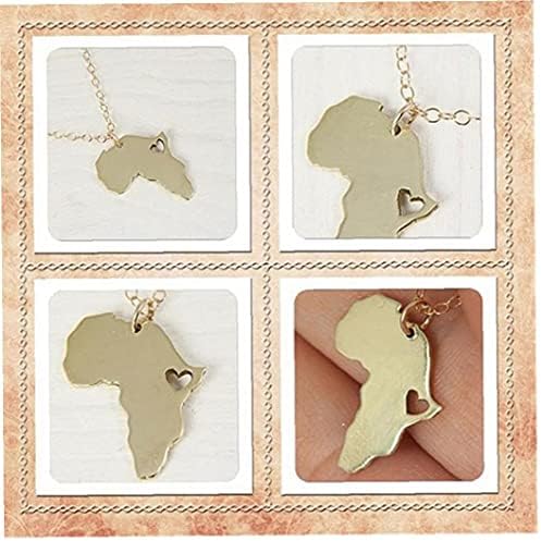 Ogrlica s mapom Afrike; Karta zemlje Južne Afrike S ogrlicom u obliku srca Etiopija privjesak nakit