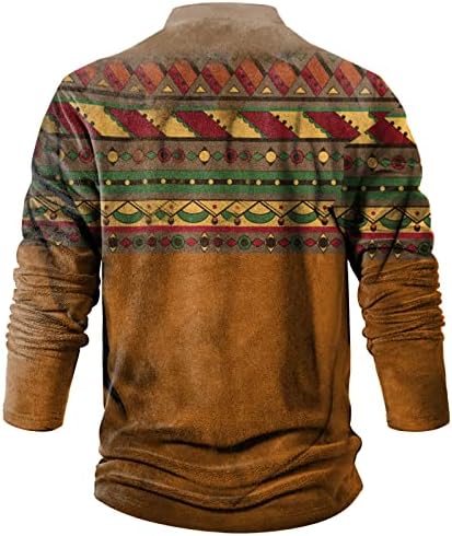 RTTUIOP majice s dugim rukavima za muškarce aztec print vintage henley štand ovratnik zapadni muškarci taktički dukser pulover vrhovi
