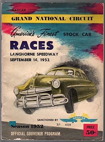 Langhorne Spdwy NASCAR Grand National Auto Race Program 9/14/14/1952-VG