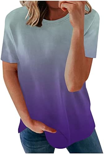 Ljetni vrhovi za žene 2023 Majica s gradijentom Žene majice kratkih rukava majice bluza tunika casual labave fit criveck vrhove