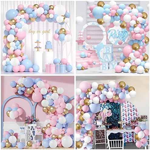 Spol Otkrijte ukrasi s balonima 150 pcs pastelno ružičasto plavo i zlatni balonski luk za rođendan za rođendan za bebe, on ili ona