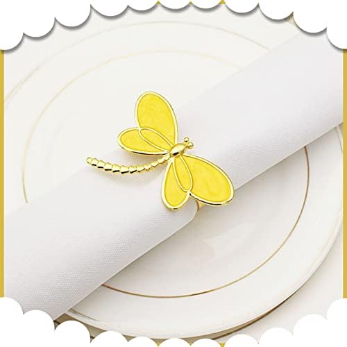 Set od 6 prstenova za salvete žuti zmaj sa zlatnim ukrasom prstenovi za salvete ukras stola za blagovaonicu gumb za salvete za zabave