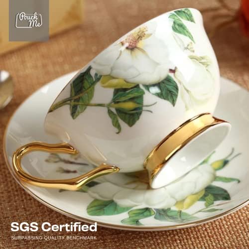 Kosti Kina čaj Set za čašicu za čašicu i vrč talijanski cvjetni cvjetni keramički porculan Kompletni popodnevni čaj i kava luksuzni