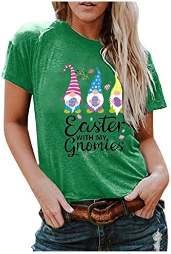 Uskrsna majica za žene šarena jaja slova tiskane košulje okrugli vrat kratki rukavi tinejdžeri 2023 ljetne bluze
