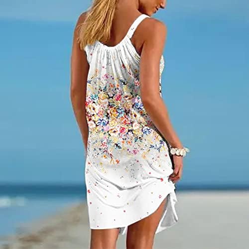 Haljine Za plažu za žene, ljetna ležerna boemska haljina labavog kroja, lepršava Mini haljina Bez rukava s izrezom u obliku slova a,