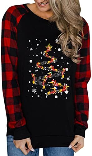 DSODAN WOMEN CREW vrat majica s dugim rukavima Božićni tisak dnevno košulje casual labave pulover majice TOPS Tunic Twishirts