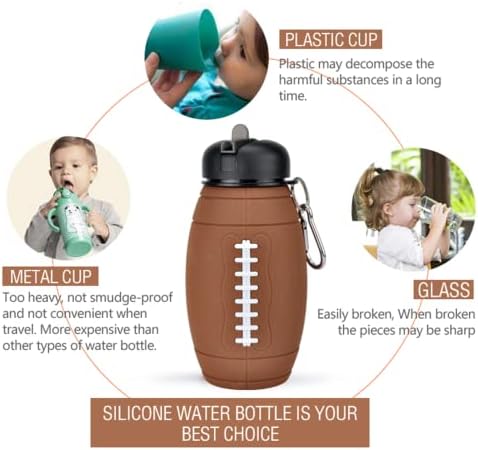 Spojiva sportska boca s vodom, Wampar srušiva se boca s silikonskom vodom bez ragbija bez BPA. Prijenosna nogometna boca za sve sportove