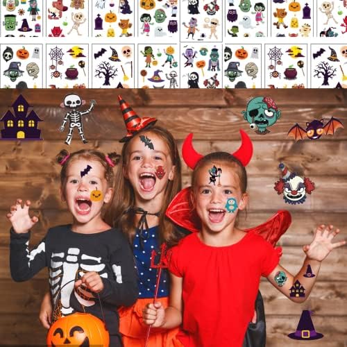 Svjetlosni Noć vještica privremene tetovaže za djecu, 20 listova 240 stilova sjajni Halloween ukrasi za rođendanska zabava favorizira