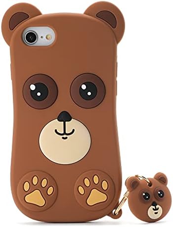 Medvjedi slučaj za iPhone SE 2022/SE 2020/iPhone 8/iPhone 7,3d Slatki crtić Kawaii Brown Bear Kids Girls Žene soft silikonska gumena
