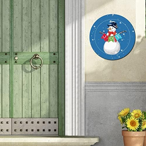 Okrugli metalni limeni plak zima snježna snježna pahuljica radost vijenac vintage vrata kuće natpis rustikalni božićni metalni umjetnički